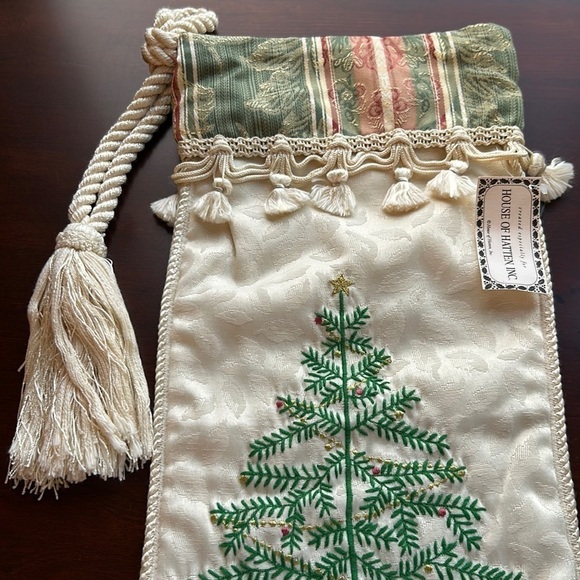 2 House of Hatten Inc holiday tapestry stockings NWT with Christmas tassels big - Picture 5 of 12